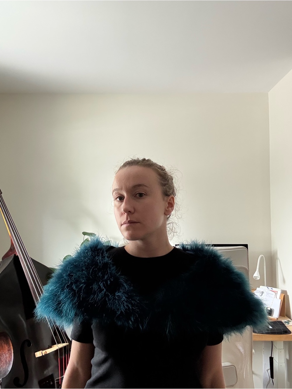 Vintage Real feather Capelet in Deep Teal - Women's Statement Shoulder Cover